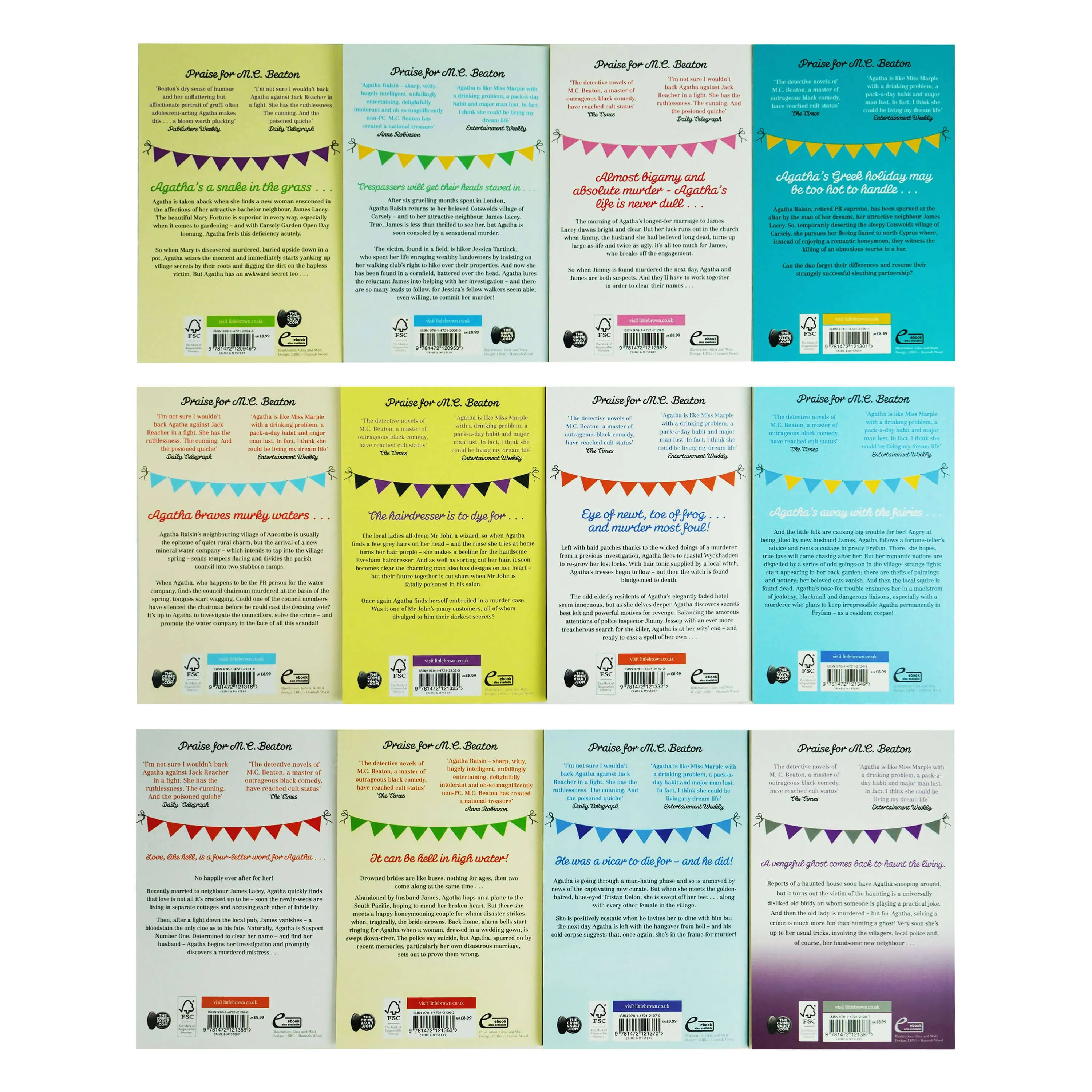 Agatha Raisin Mysteries Series by M.C. Beaton 12 Books Collection Set - Fiction - Paperback
