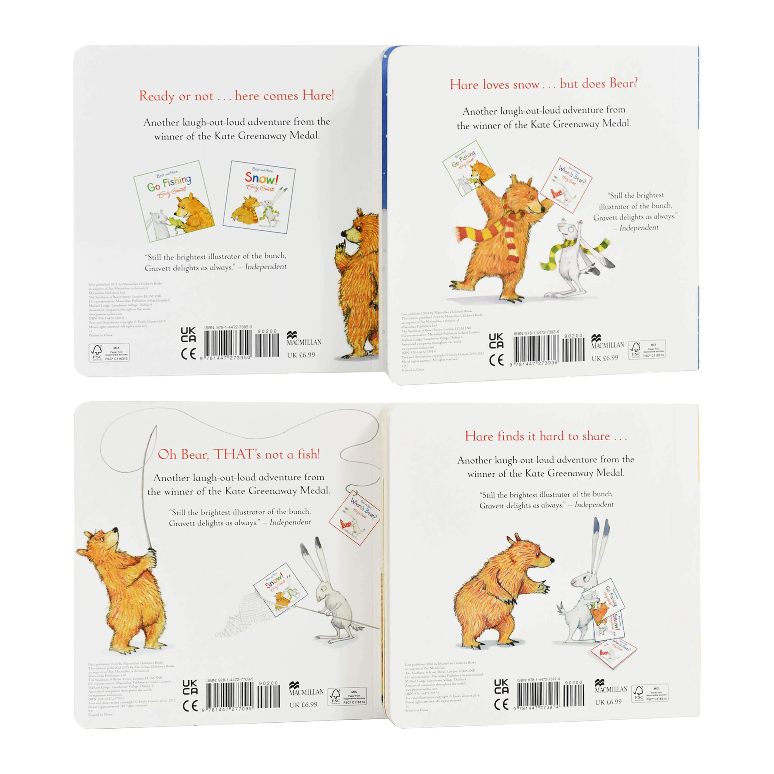 Bear and Hare 4 Books by Emily Gravett – Ages 0-5 – Board Book
