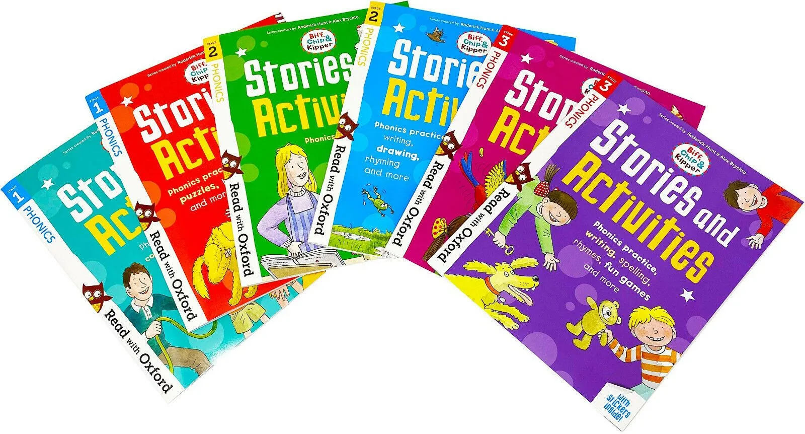 Biff, Chip and Kipper Phonics Stories & Activities: Read with Oxford Stages (1-3) 6 Books Collection Set - Roderick Hunt Ages 0-5 - Paperback