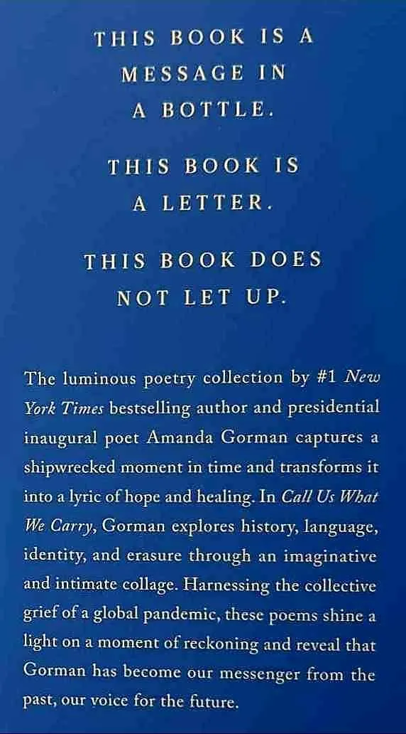 CALL US WHAT WE CARRY - Amanda Gorman