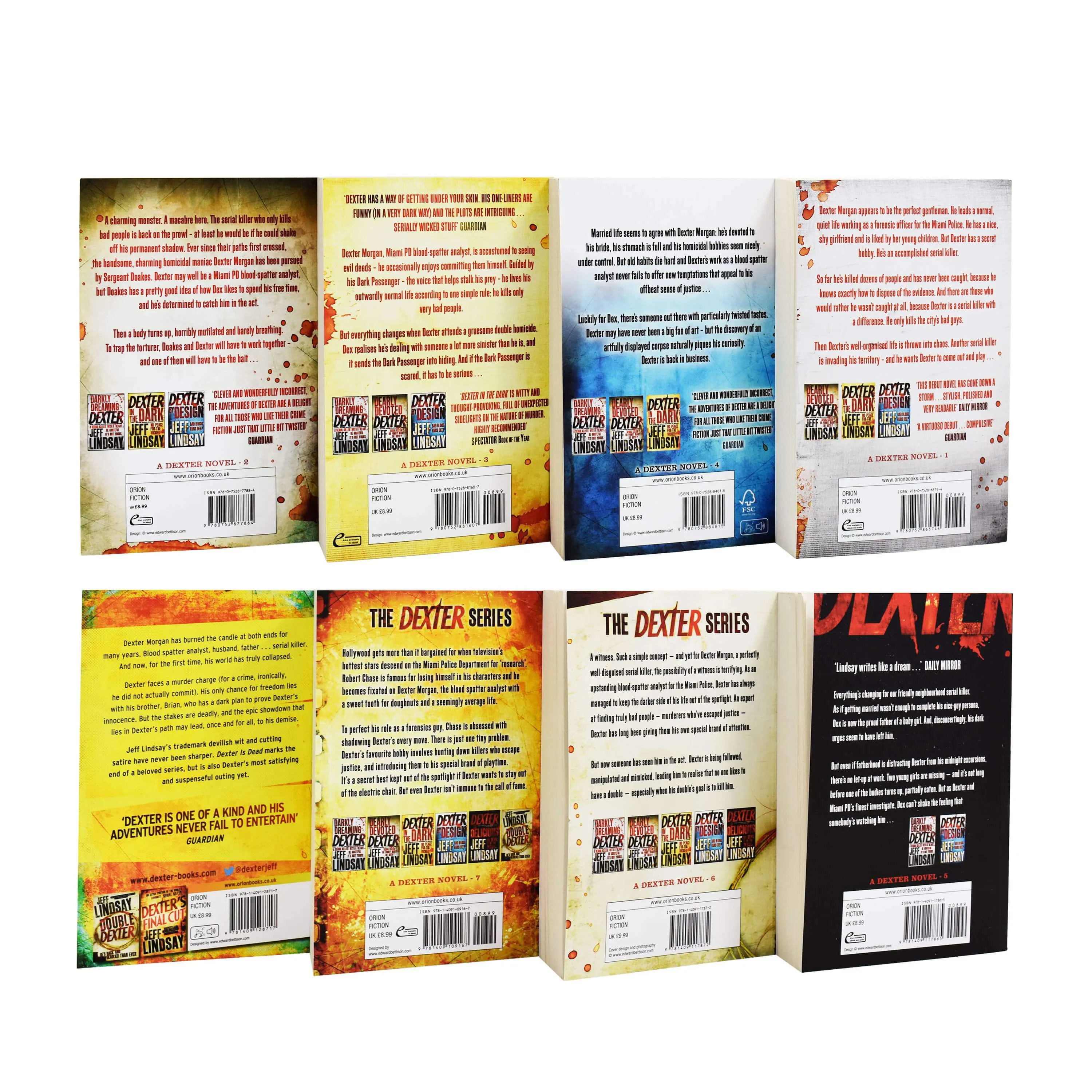 Dexter Complete Collection 8 Books Set by Jeff Lindsay - Fiction - Paperback
