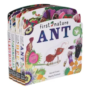 First Nature 4 Books Childrens Collection Set (ANT, BEE, CATERPILLAR & LADYBIRD) By Harriet Evans - Ages 0-5 - Board Book