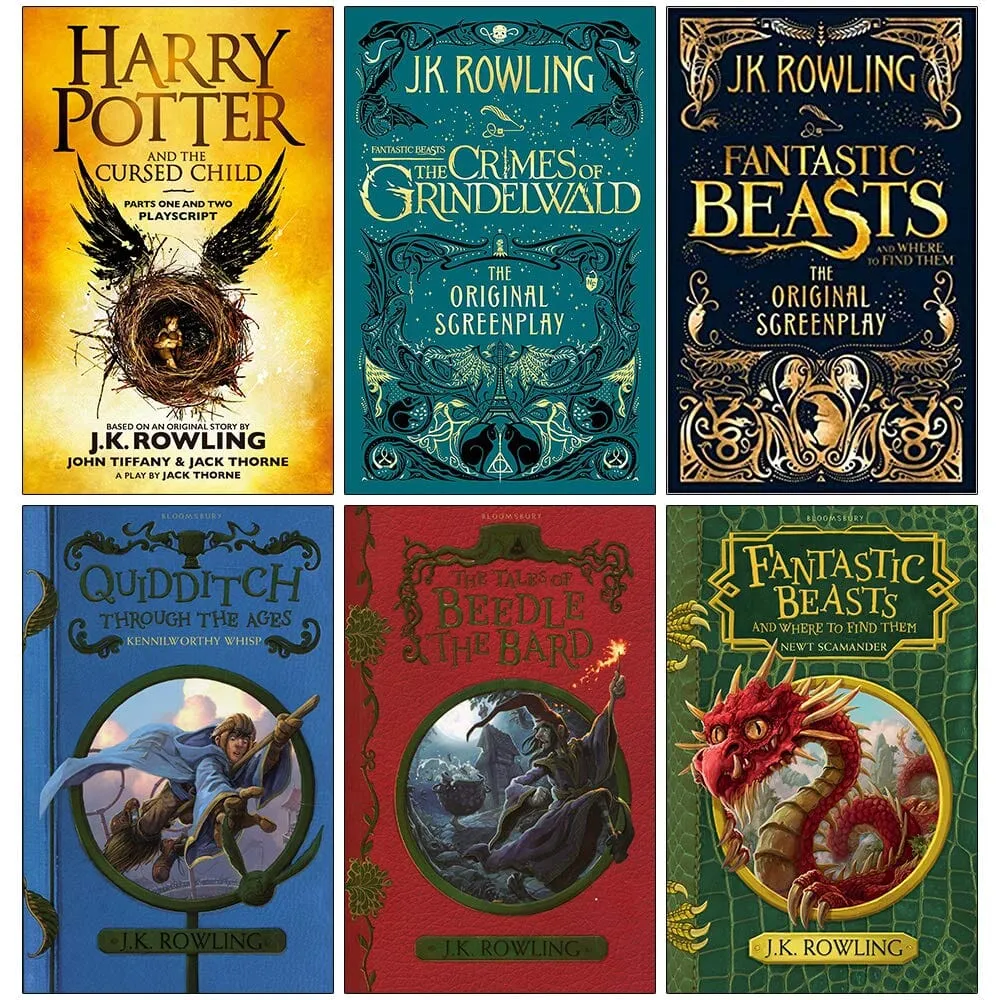 Harry Potter, Fantastic Beasts Scripts & Hogwarts Library By J.K. Rowling 6 Books Collection Set - Ages 10-15 - Paperback