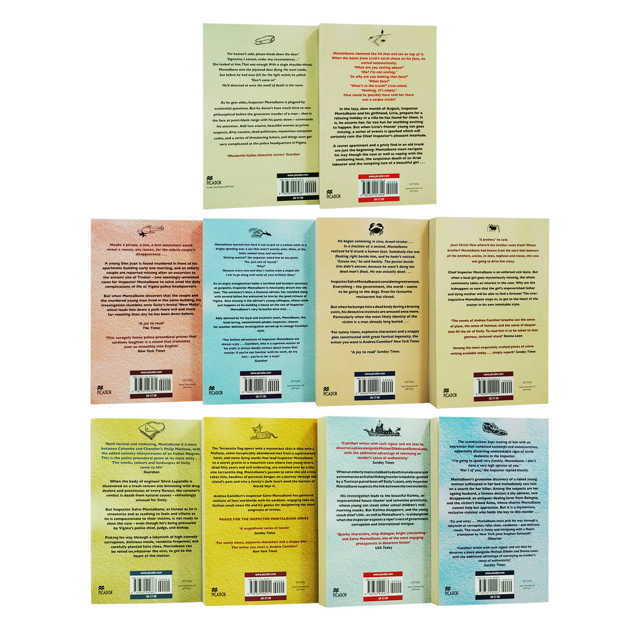 Inspector Montalbano by Andrea Camilleri Books 1-10 Collection Set - Fiction - Paperback