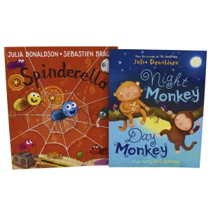 Julia Donaldson 2 Books Collection Set (Spinderella, Night Monkey Day Monkey) - Ages 3  - Paperback