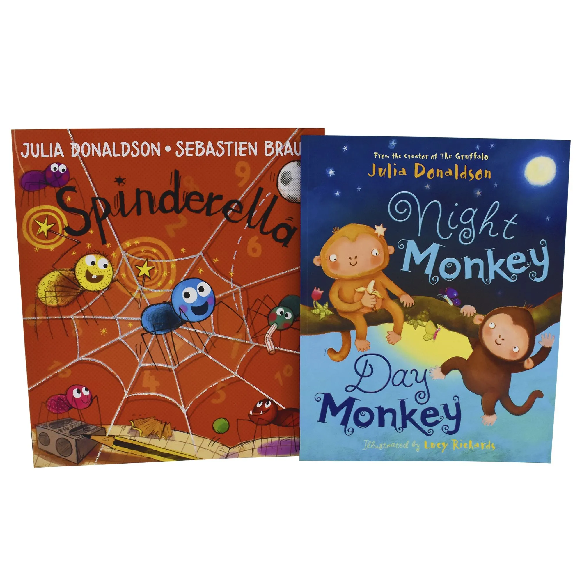 Julia Donaldson 2 Books Collection Set (Spinderella, Night Monkey Day Monkey) - Ages 3  - Paperback