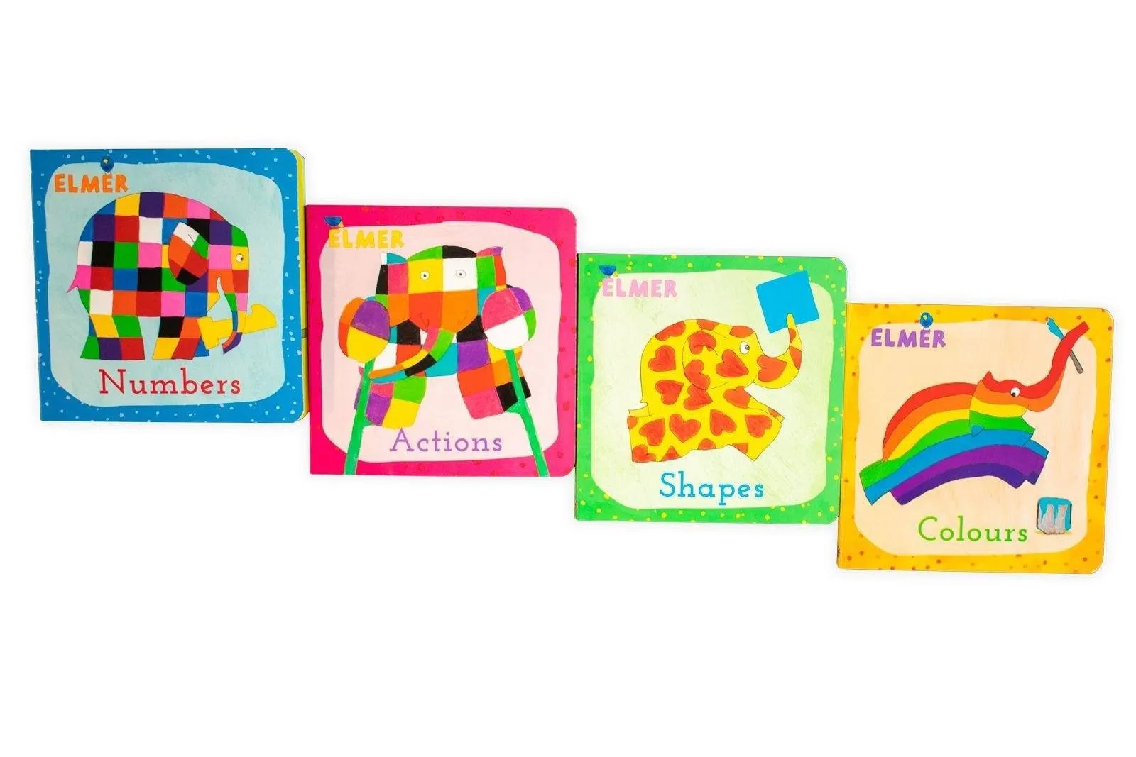 Learn with Elmer 4 Book Collection - Ages 0-5 - Board Books - David McKee