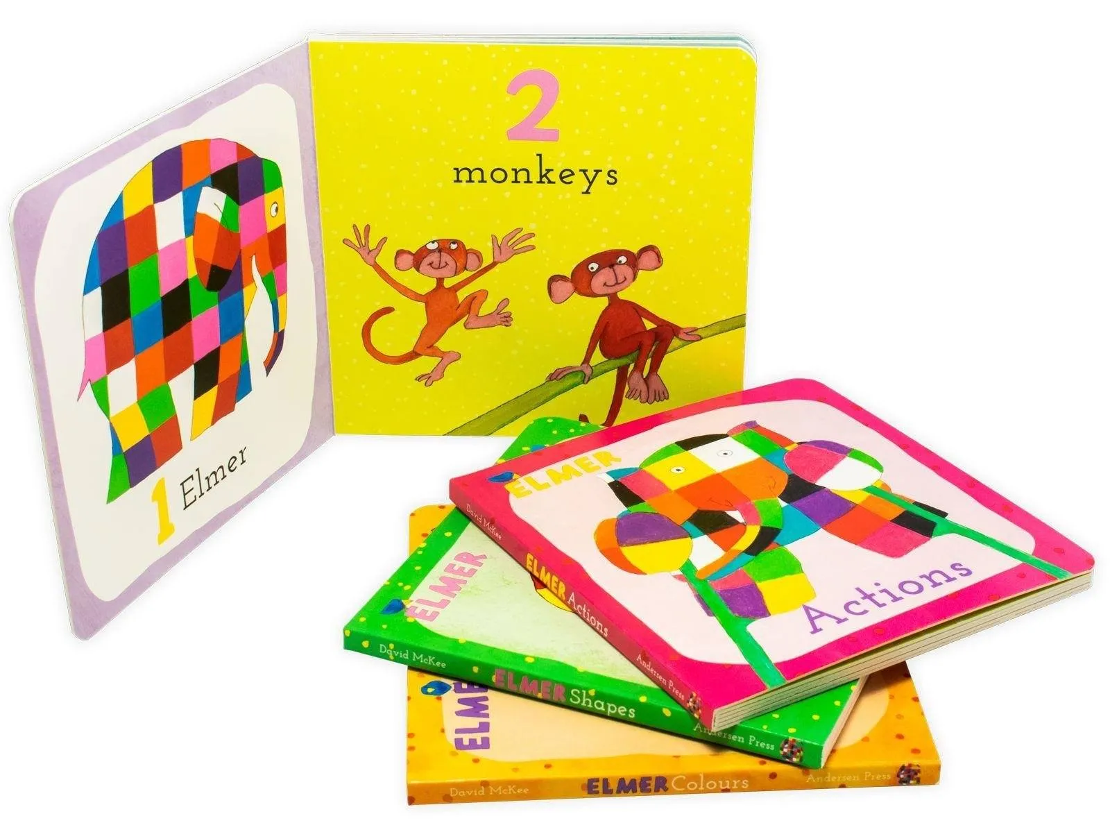Learn with Elmer 4 Book Collection - Ages 0-5 - Board Books - David McKee