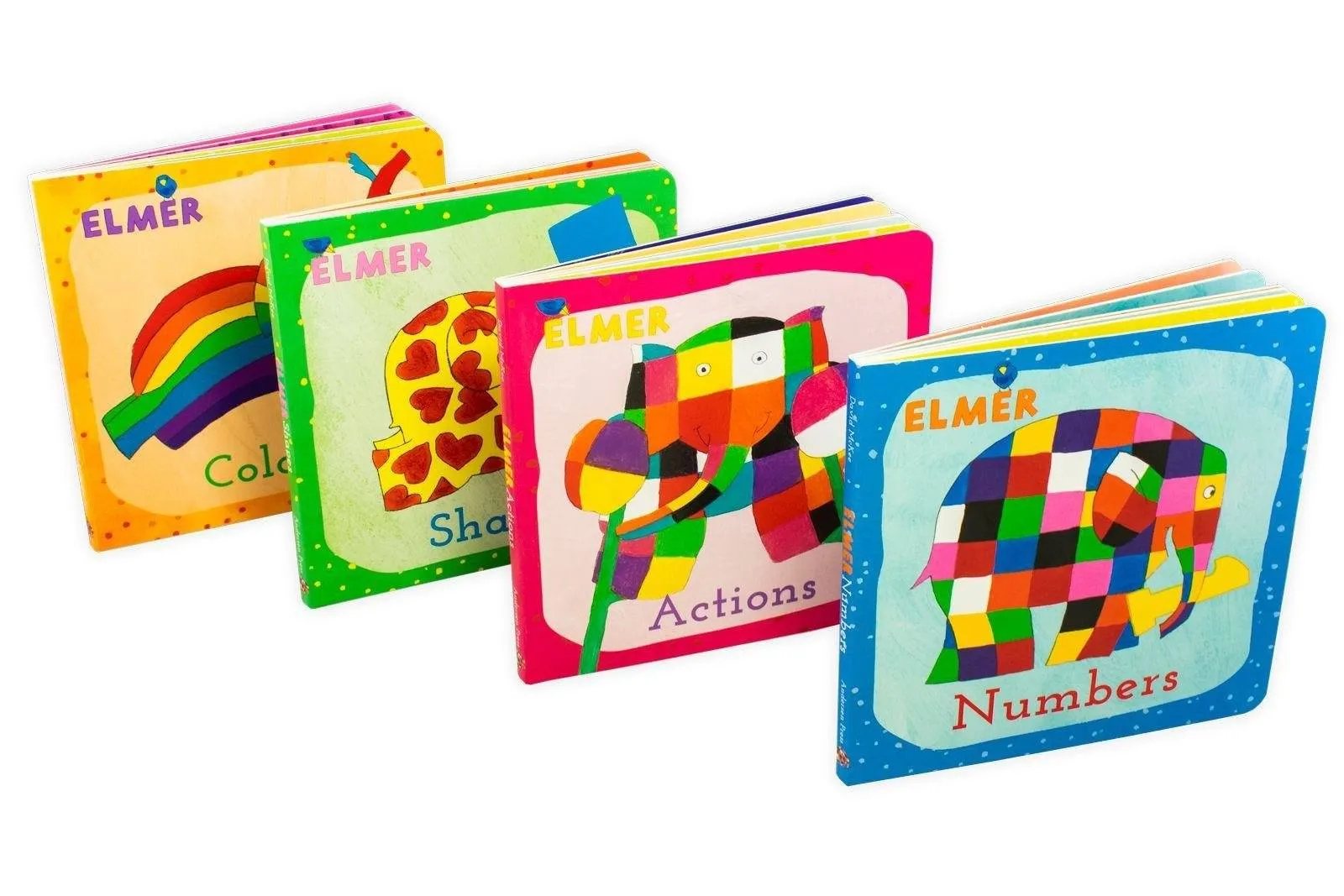 Learn with Elmer 4 Book Collection - Ages 0-5 - Board Books - David McKee
