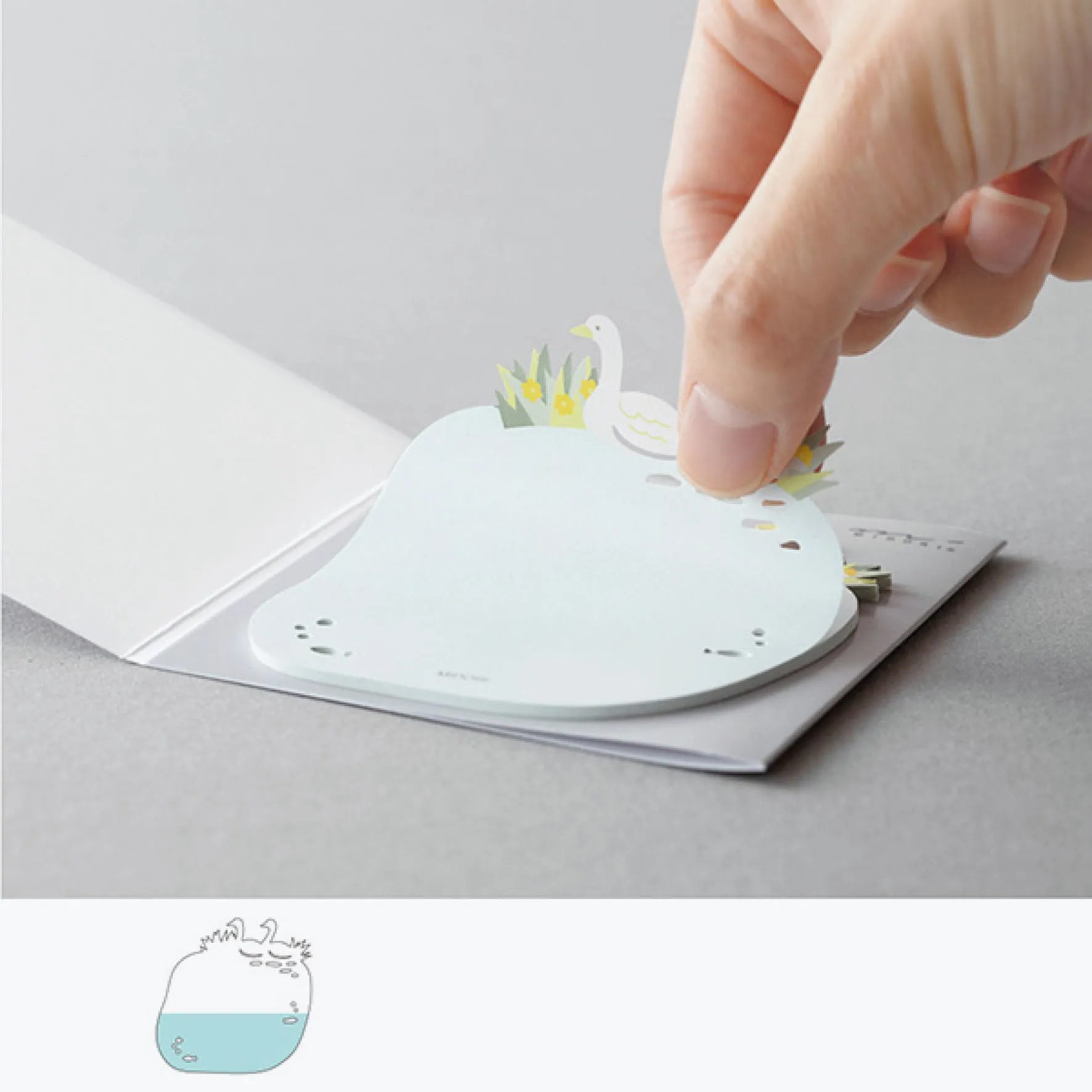Midori - Notepad - Sticky Notes - Die-Cut - Swans