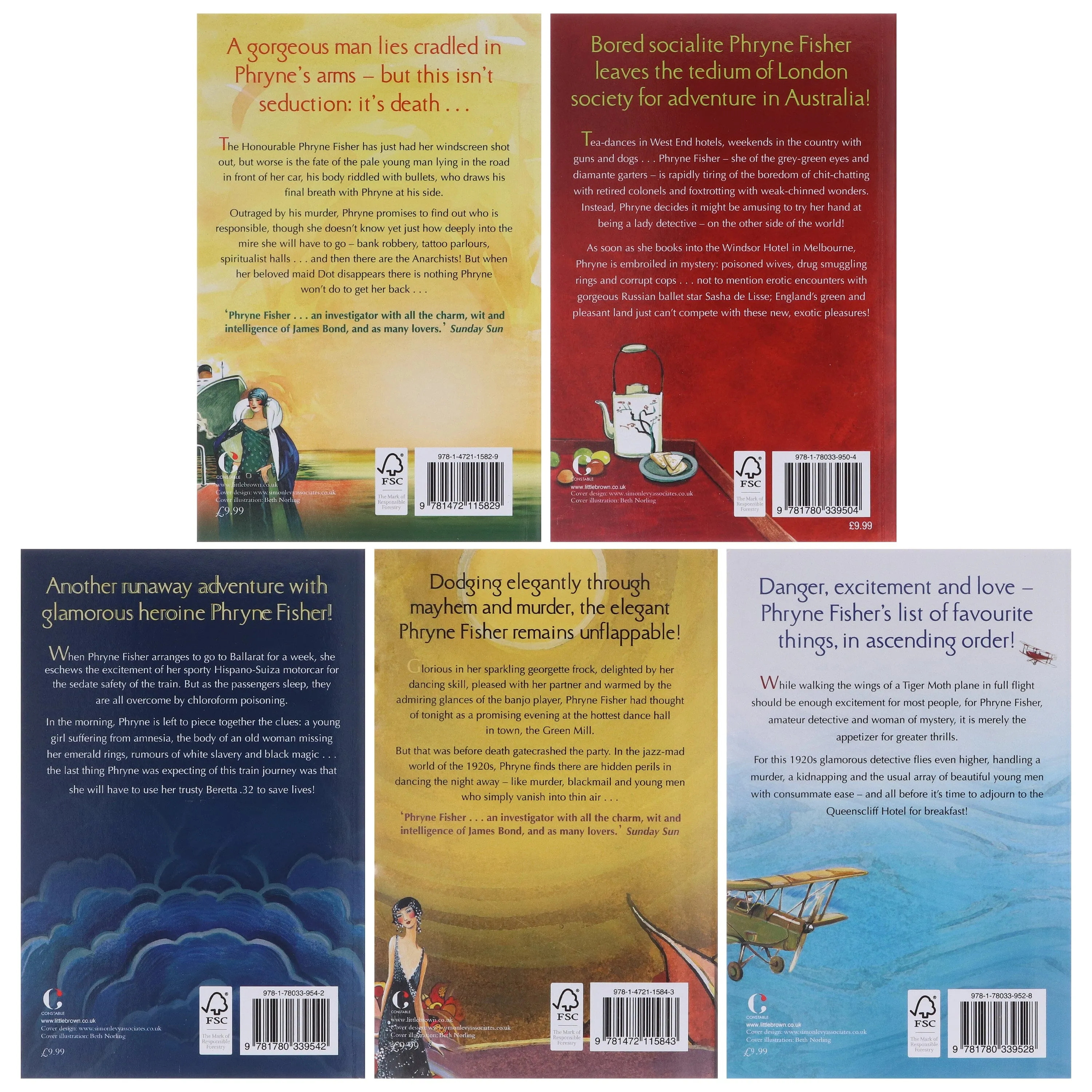 Miss Phryne Fisher Investigates By Kerry Greenwood 5 Books Collection Set - Fiction - Paperback