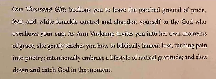 ONE THOUSAND GIFTS - Ann Voskamp