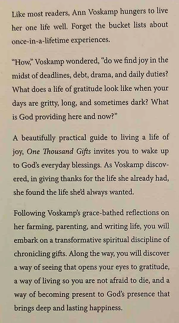 ONE THOUSAND GIFTS - Ann Voskamp