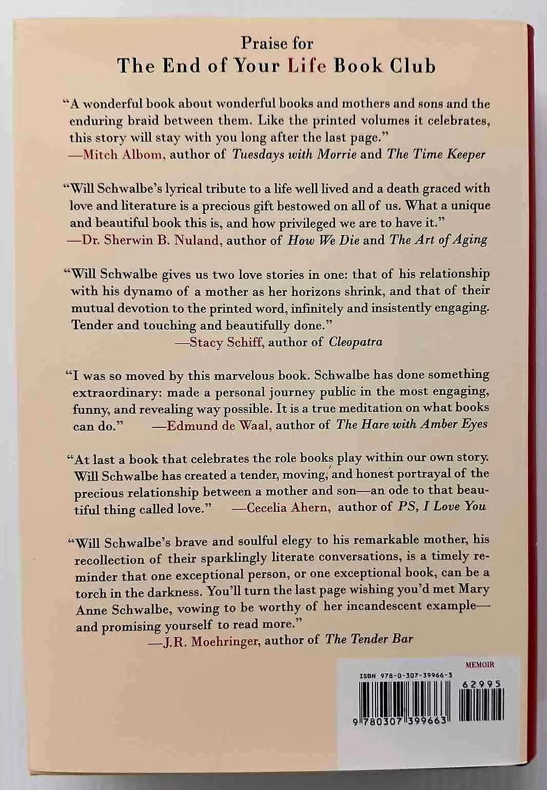 THE END OF YOUR LIFE BOOK CLUB - Will Schwalbe