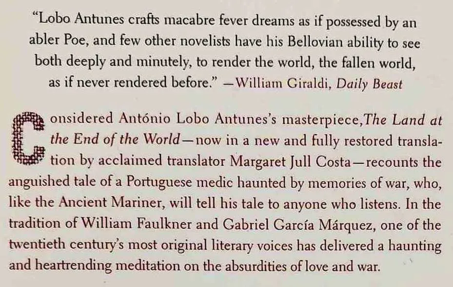 THE LAND AT THE END OF THE WORLD - Antonio Lobo Antunes