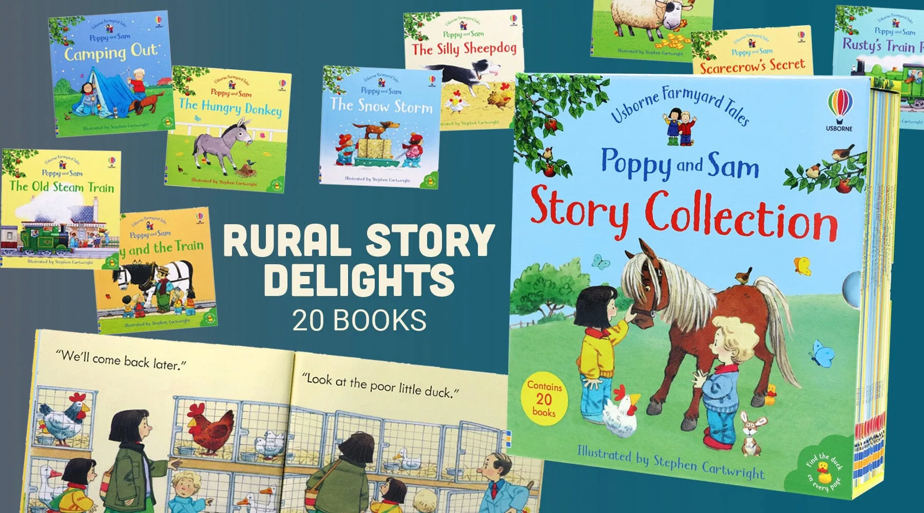 Usborne Farmyard Tales Poppy and Sam Story Collection 20 Books Set By Stephen Cartwright - Ages 2-6 - Paperback
