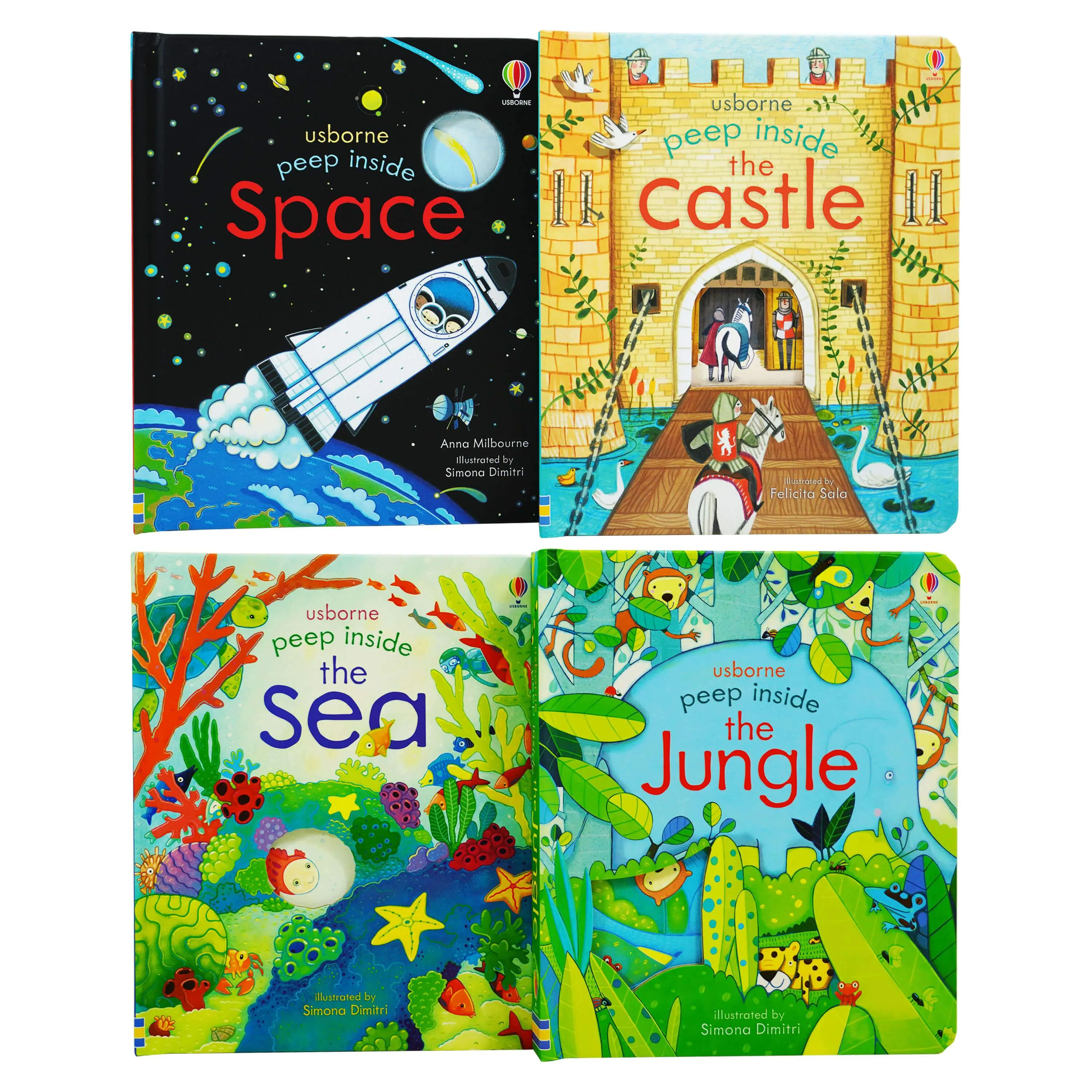 Usborne Peep Inside 4 Books Collection Set By Anna Milbourne - Ages 5-7 - Board Books