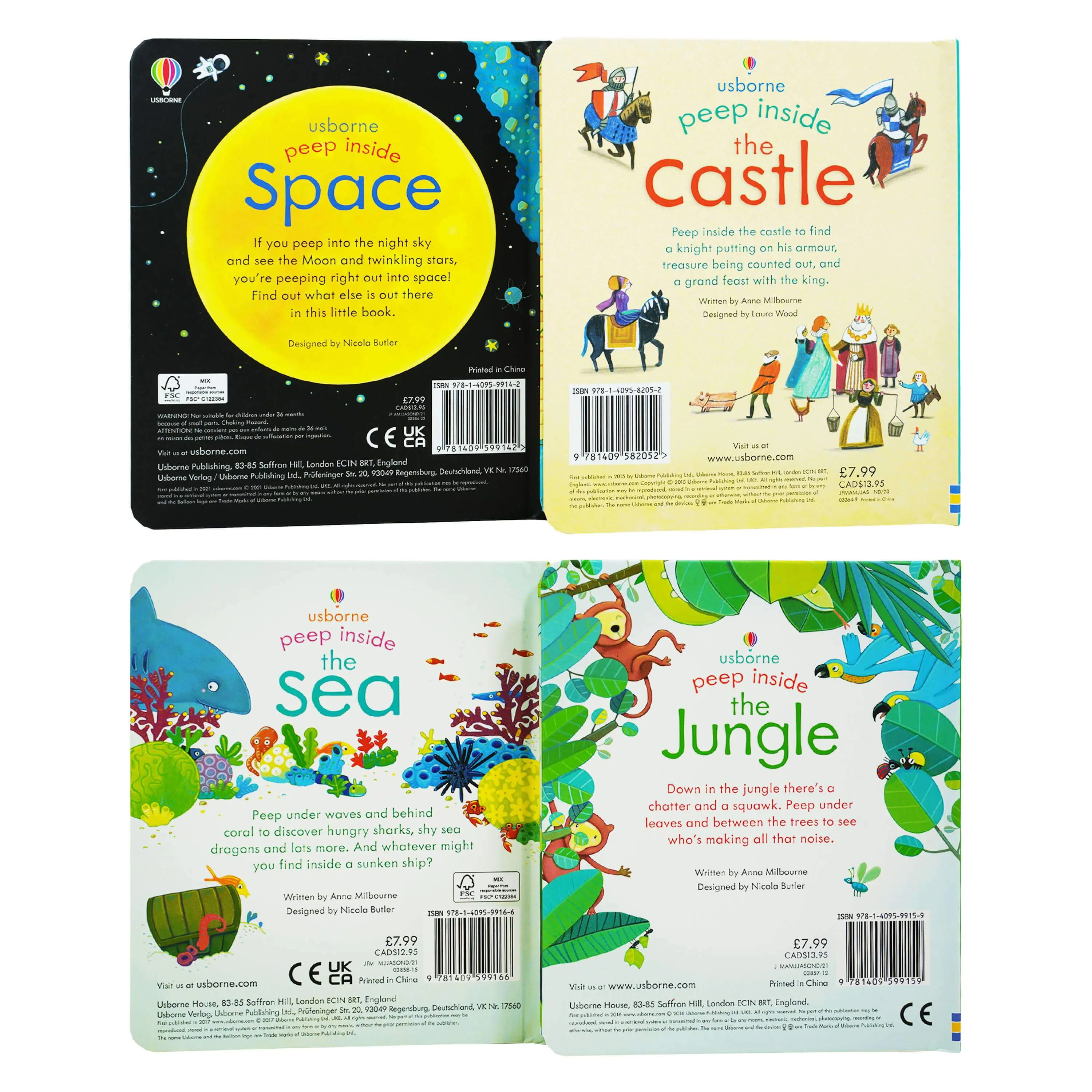 Usborne Peep Inside 4 Books Collection Set By Anna Milbourne - Ages 5-7 - Board Books