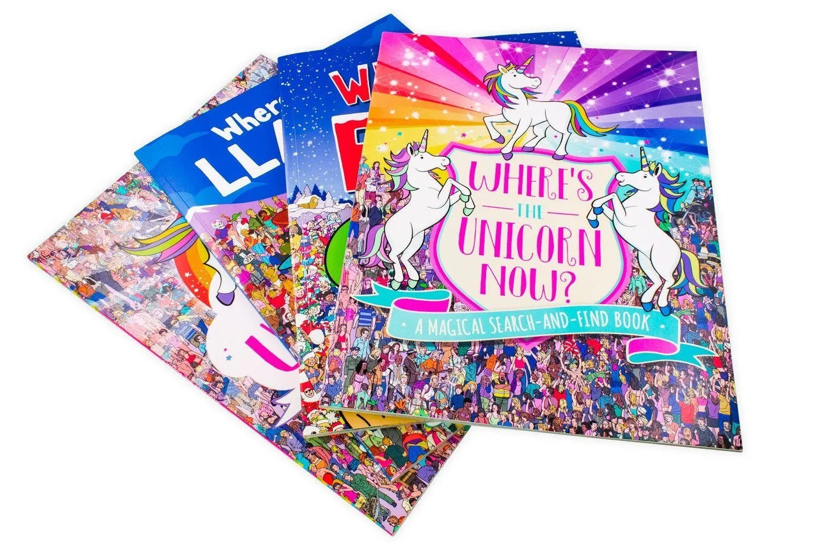 Where's the Elf, Lllama, Unicorn & Unicorn Now Search and Find 4 Book Collection - Ages 7-9 - Paperback